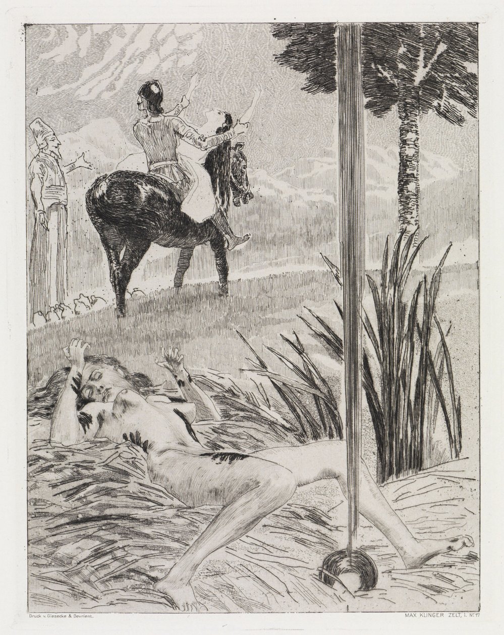 Moord en ontvoering (Tent, opus XIV, deel 1, nr. 17) door Max Klinger