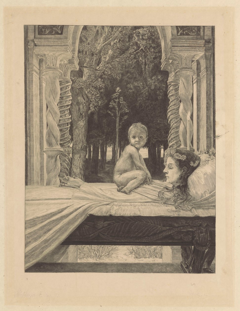 Moeder en kind, blz. 10, Over de dood, tweede deel door Max Klinger