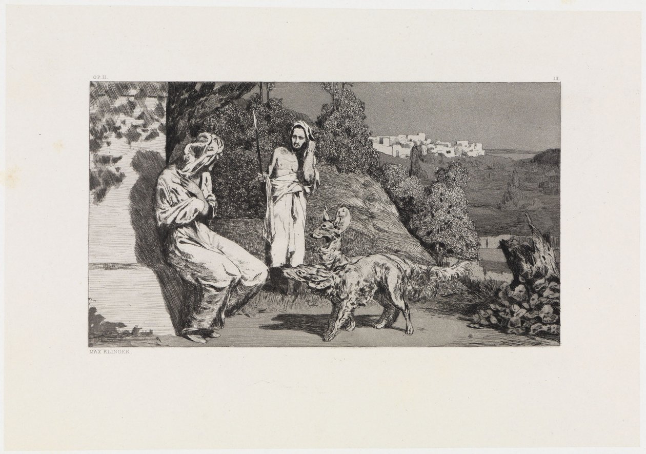 Pyramus en Thisbe II (Redding van de slachtoffers van Ovidius, Opus II, blad 3) door Max Klinger