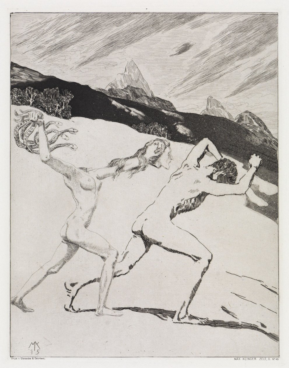 Verdrijving (Tent, Opus XIV, deel 2, nr. 45) door Max Klinger