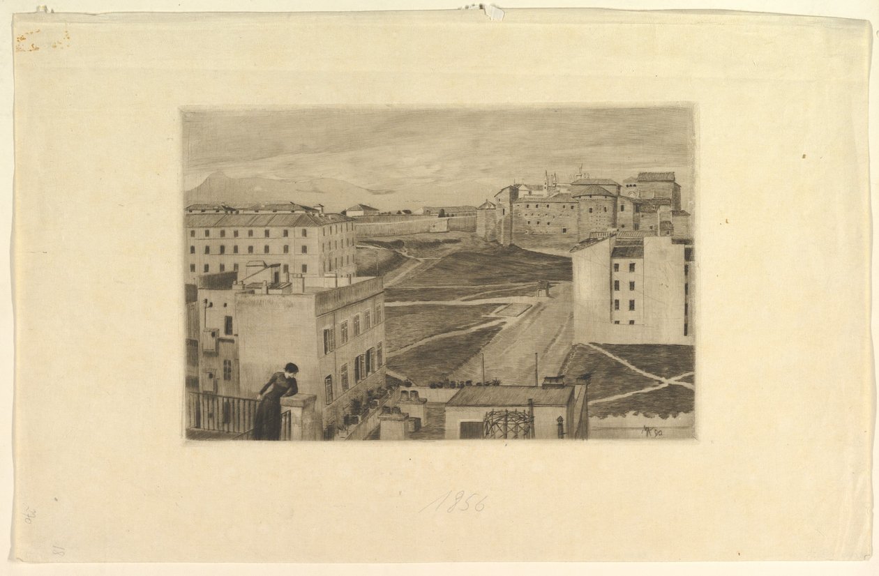 Uitzicht vanuit het atelierraam van de kunstenaar, Rome door Max Klinger