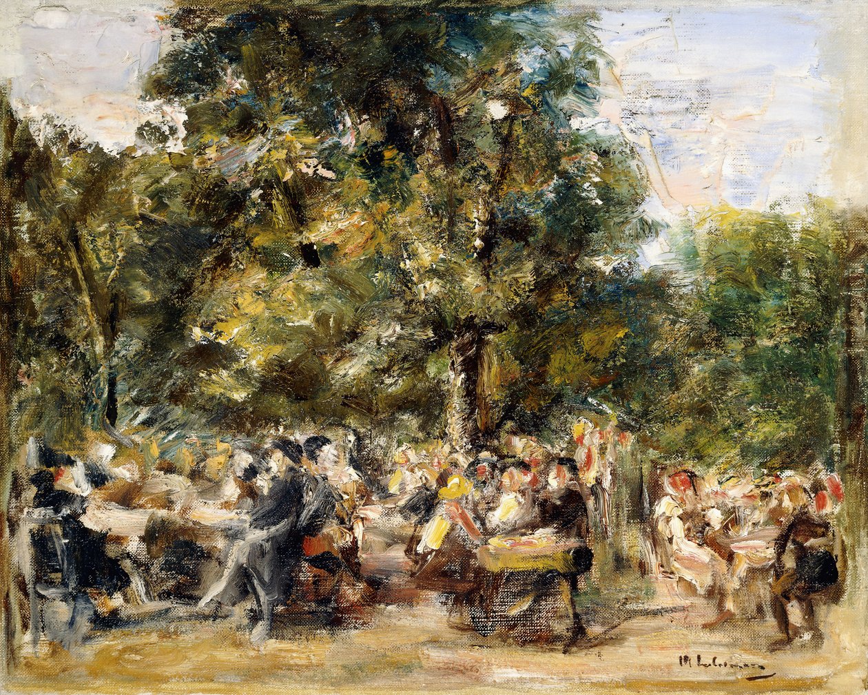 Een tuinrestaurant aan de rivier de Havel door Max Liebermann
