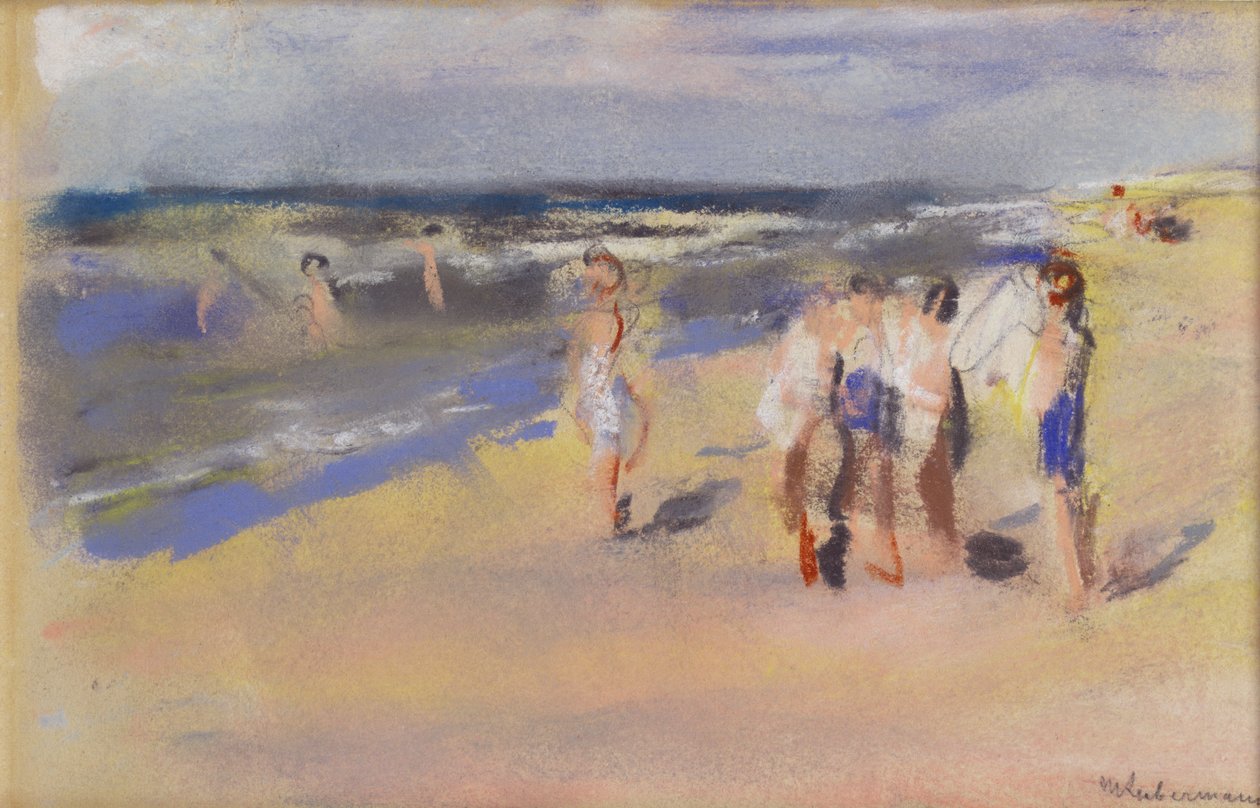 Strand, ca. 1910 (krijttekening) door Max Liebermann