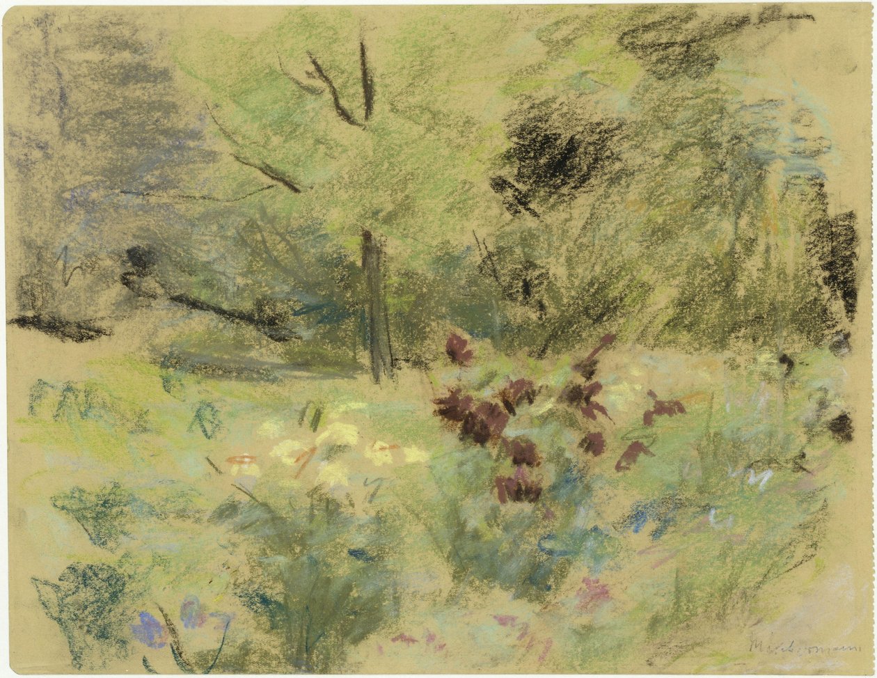 Bloemen en bomen door Max Liebermann
