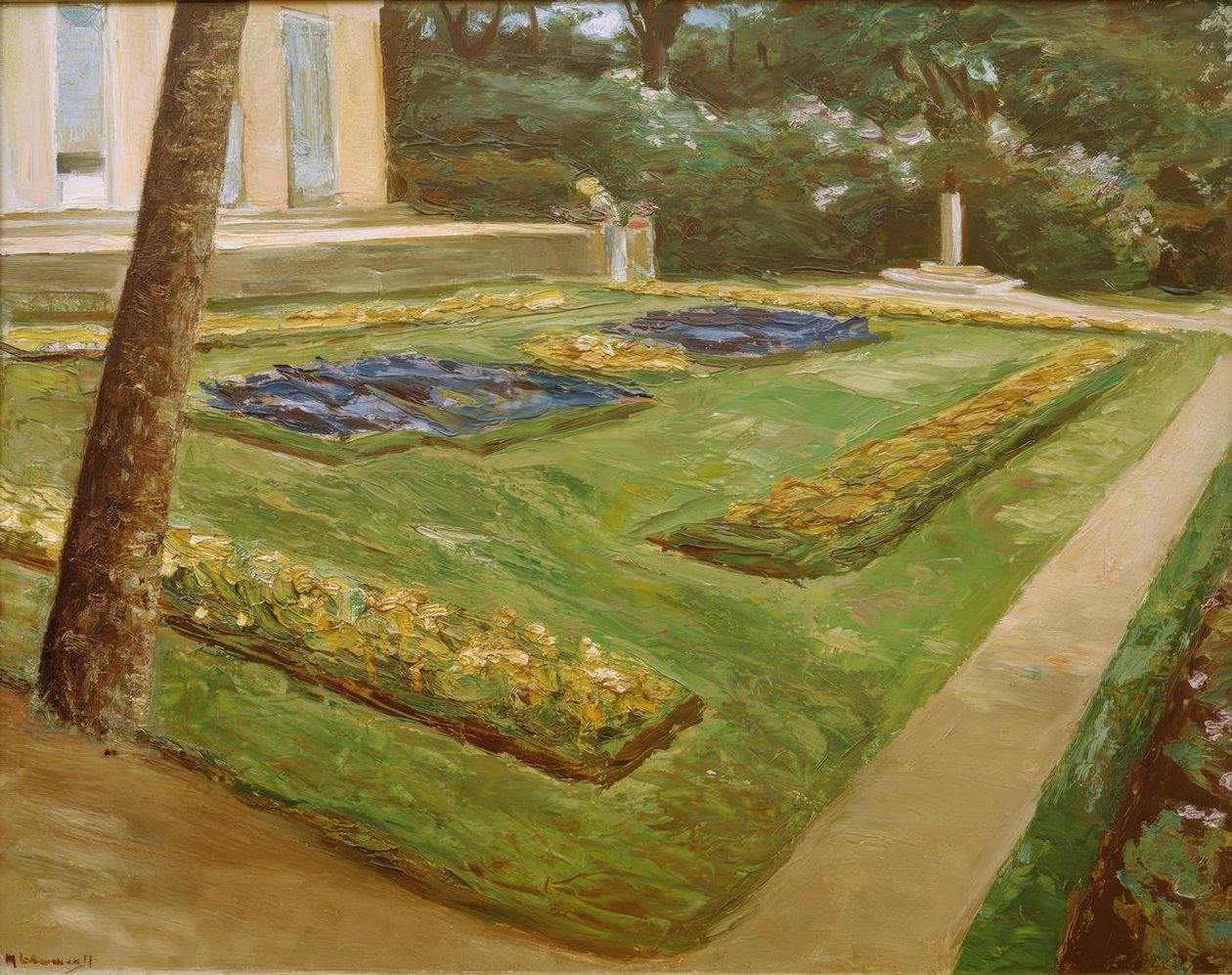 Het bloementerras in de Wannseetuin naar het noordwesten door Max Liebermann