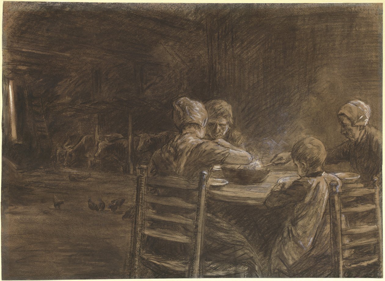 Oost-Friese boeren die avondeten eten door Max Liebermann