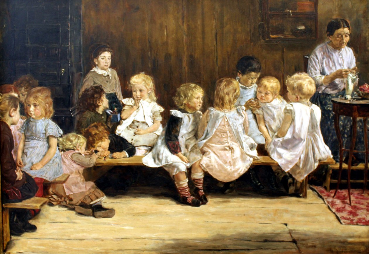 German: Kleinkinderschule in Amsterdam Infant school in Amsterdam door Max Liebermann