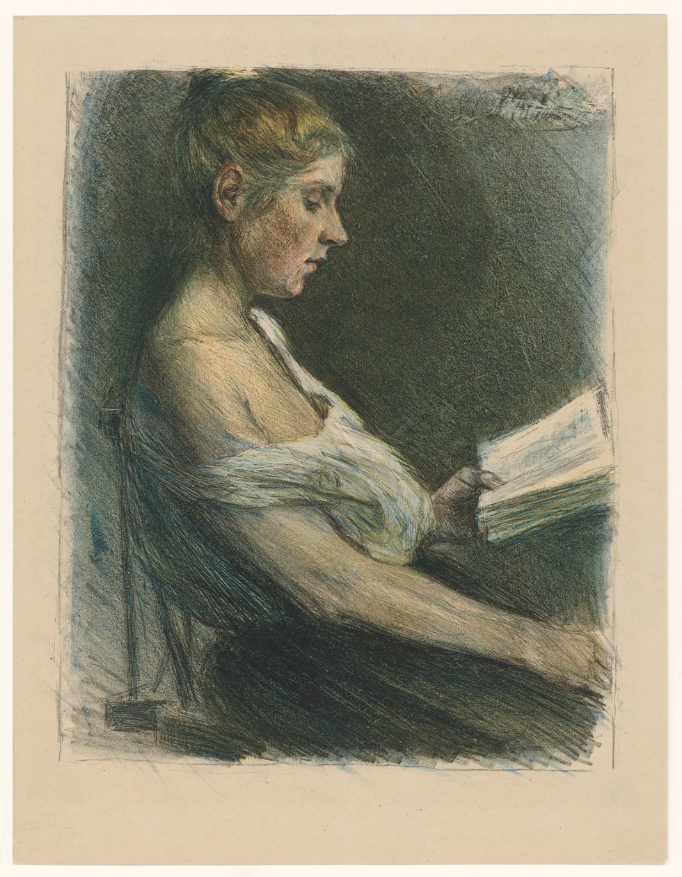 Lezend meisje door Max Liebermann