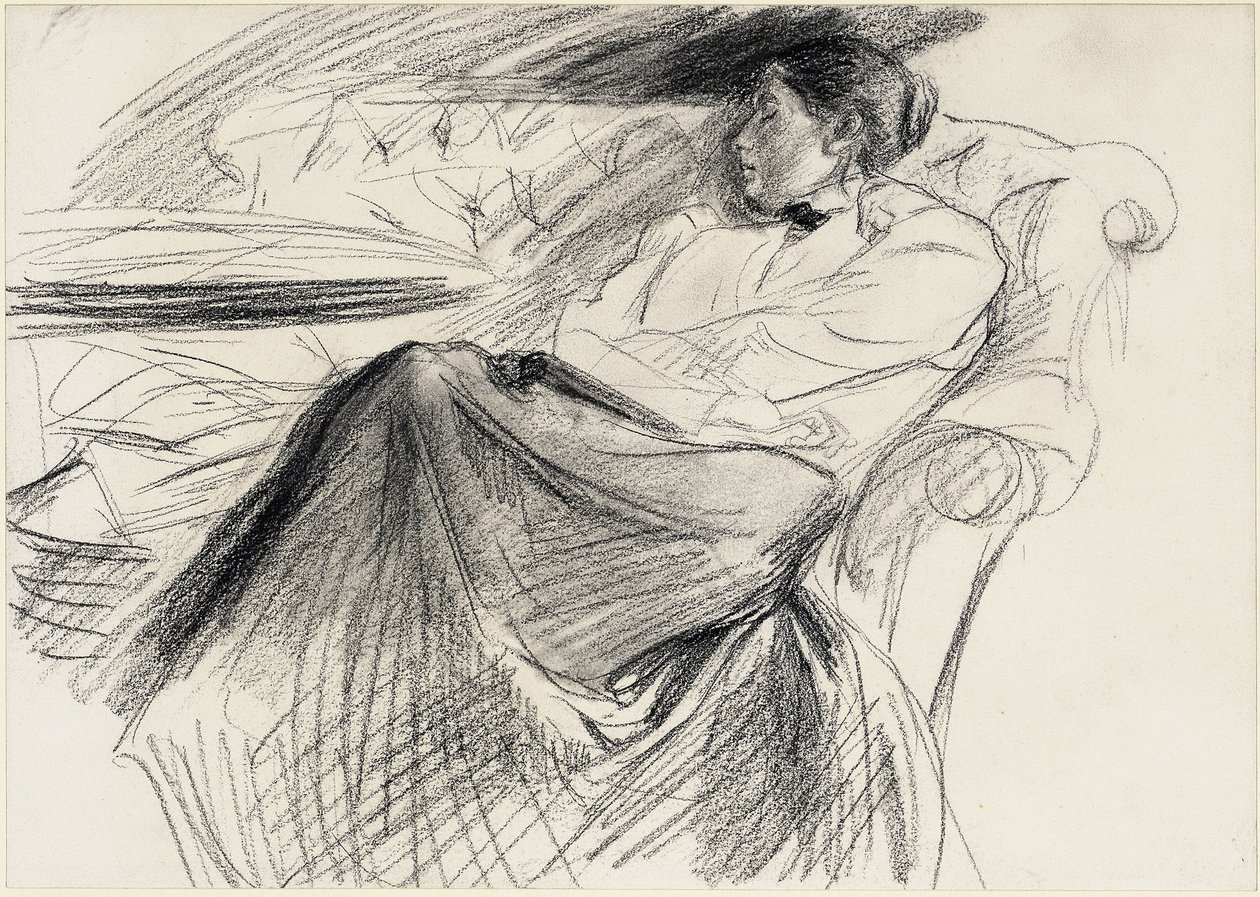 Martha Liebermann, slapend door Max Liebermann