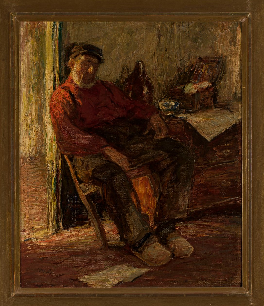 Een man binnenshuis door Max Liebermann