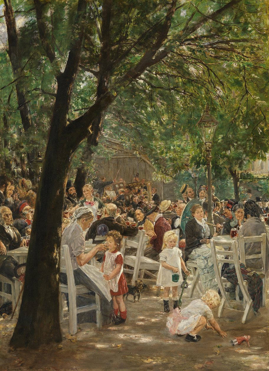 Beierse biertuin in München door Max Liebermann