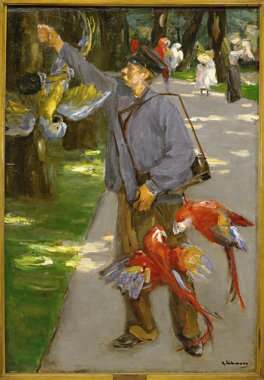 De papegaaienman (olieverf op doek) door Max Liebermann