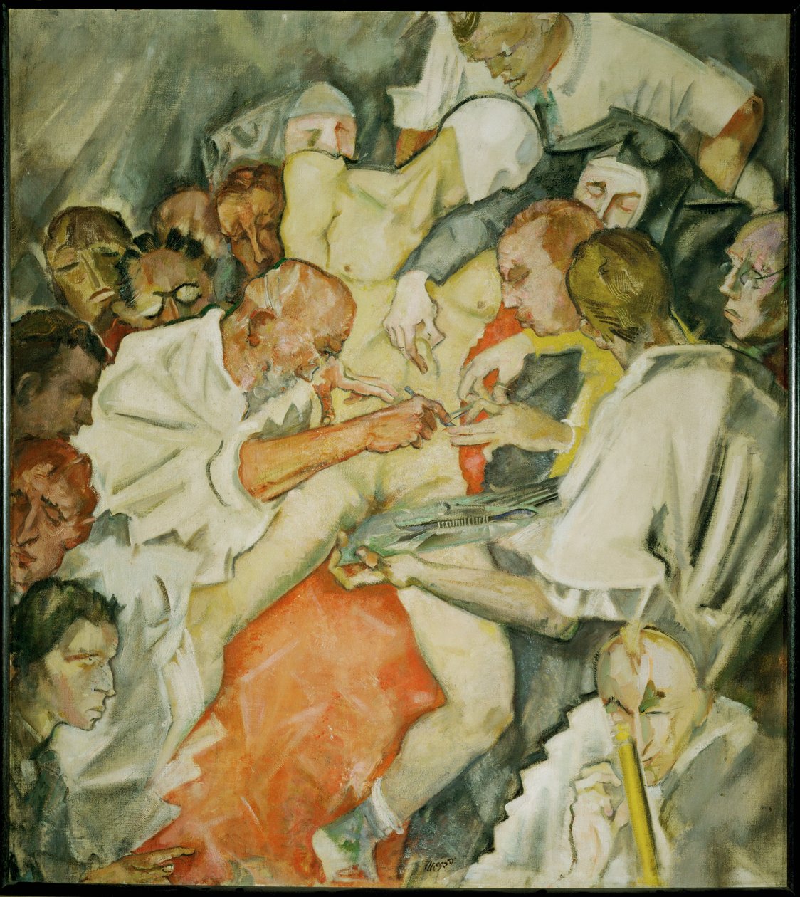 De operatie (schilderij op doek) door Max Oppenheimer