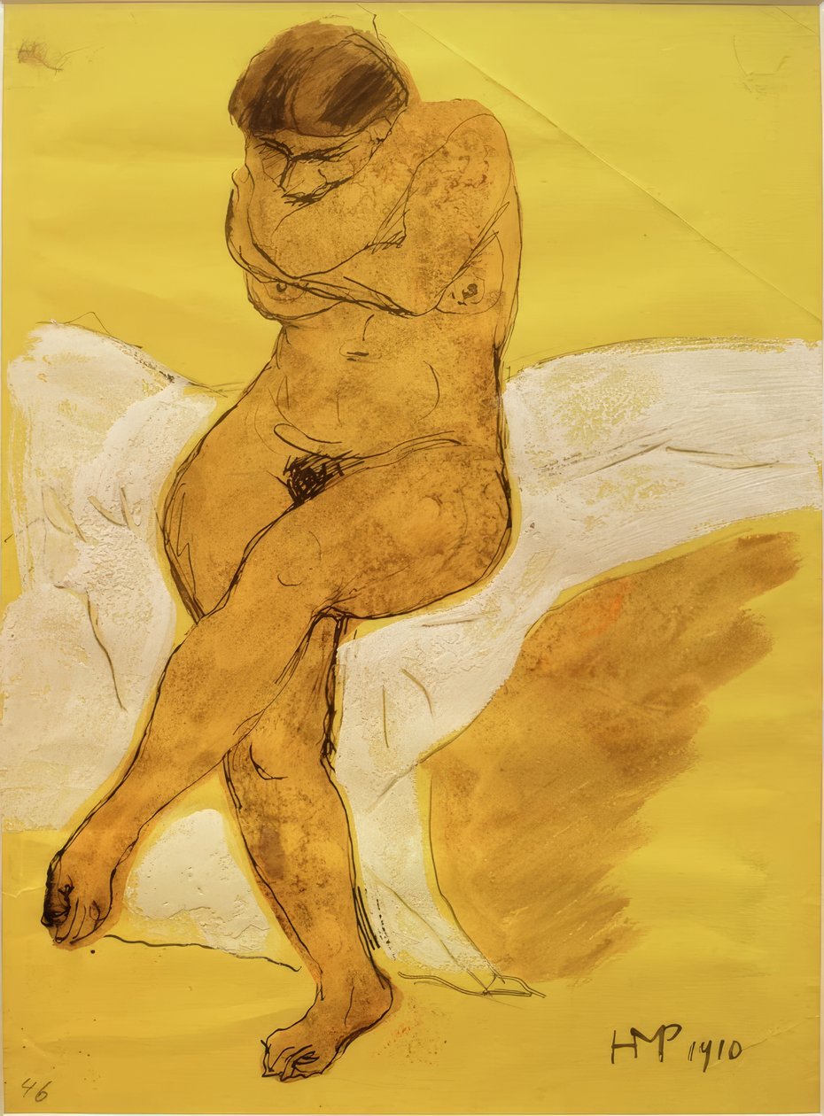 Akt sitzend mit gekreuzten Armen von Max Pechstein