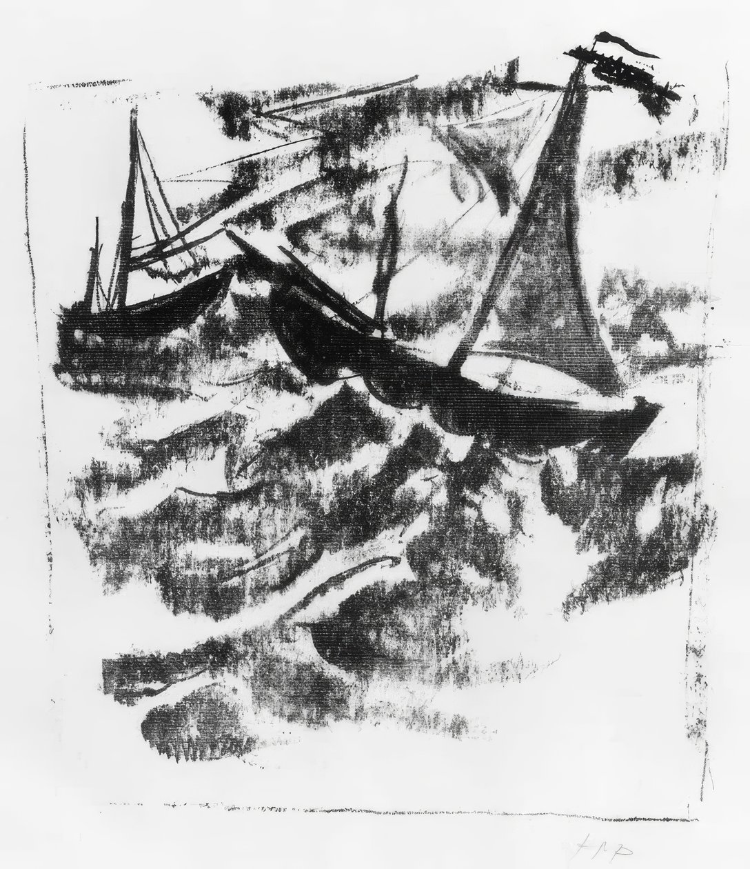 Boten in de storm door Max Pechstein