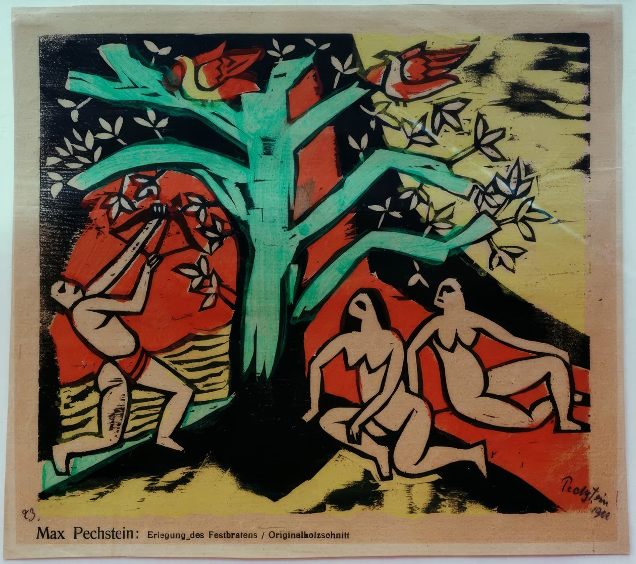 Het slachten van het feestvarken door Max Pechstein