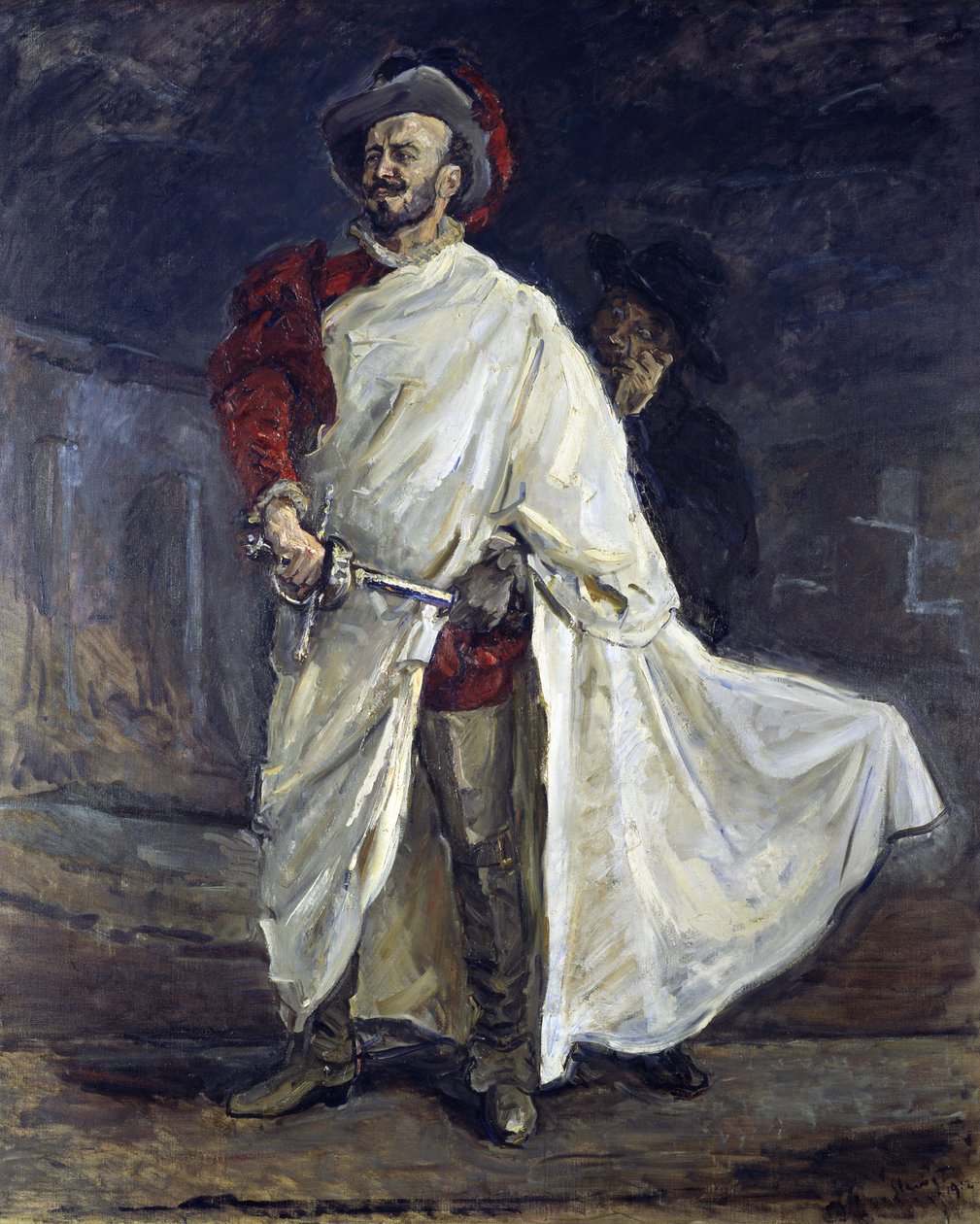 Don Juan met Leporello op het kerkhof, terwijl ze de spot drijven met het standbeeld van de Komthur door Max Slevogt