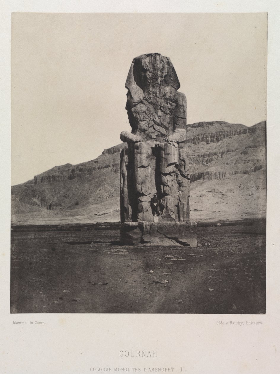 Kolossale monoliet van Amenhotep III, Gournah door Maxime Du Camp