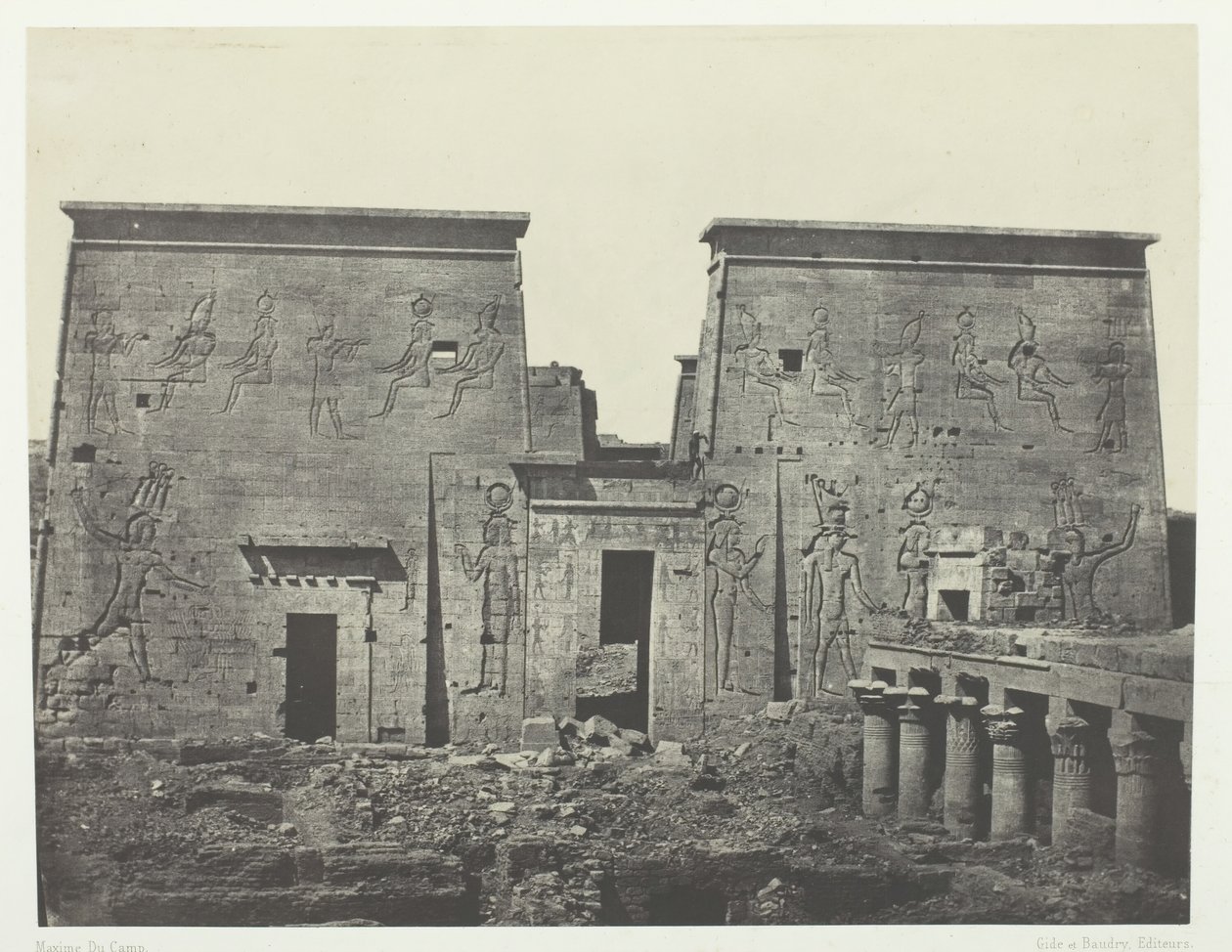 Drômos en Philônes, Grote Tempel van Isis bij Pilônes, Nubië, 1849-51, gedrukt 1852 door Maxime Du Camp