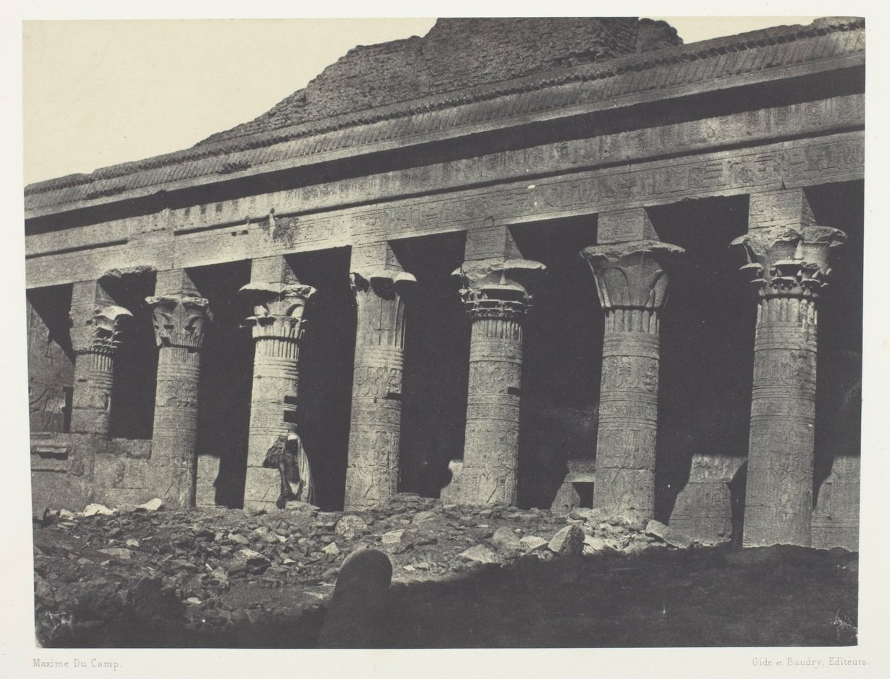 Grote tempel van Isis in Philoe, Galerie Orientale; Nubië, plaat 73 uit het album "Egypte, Nubië, Palestina en Syrië" (1852) door Maxime Du Camp