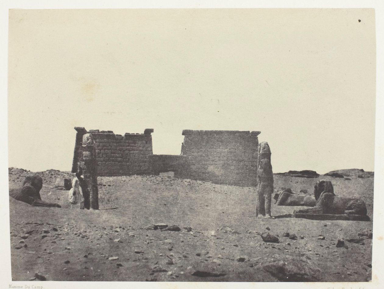 Hémi-Spéos De Séboua, Drômos; Nubie, plaat 97 uit het album "Egypte, Nubie, Palestina et Syrie" (1852) door Maxime Du Camp