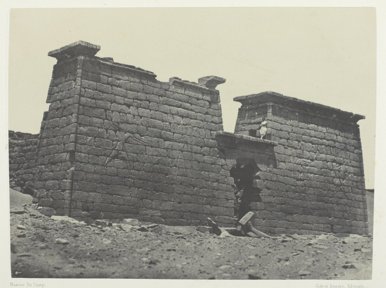 Hémi-Spéos De Séboua, Pylons; Nubië, plaat 98 uit het album "Egypte, Nubie, Palestina et Syrie" (1852) door Maxime Du Camp