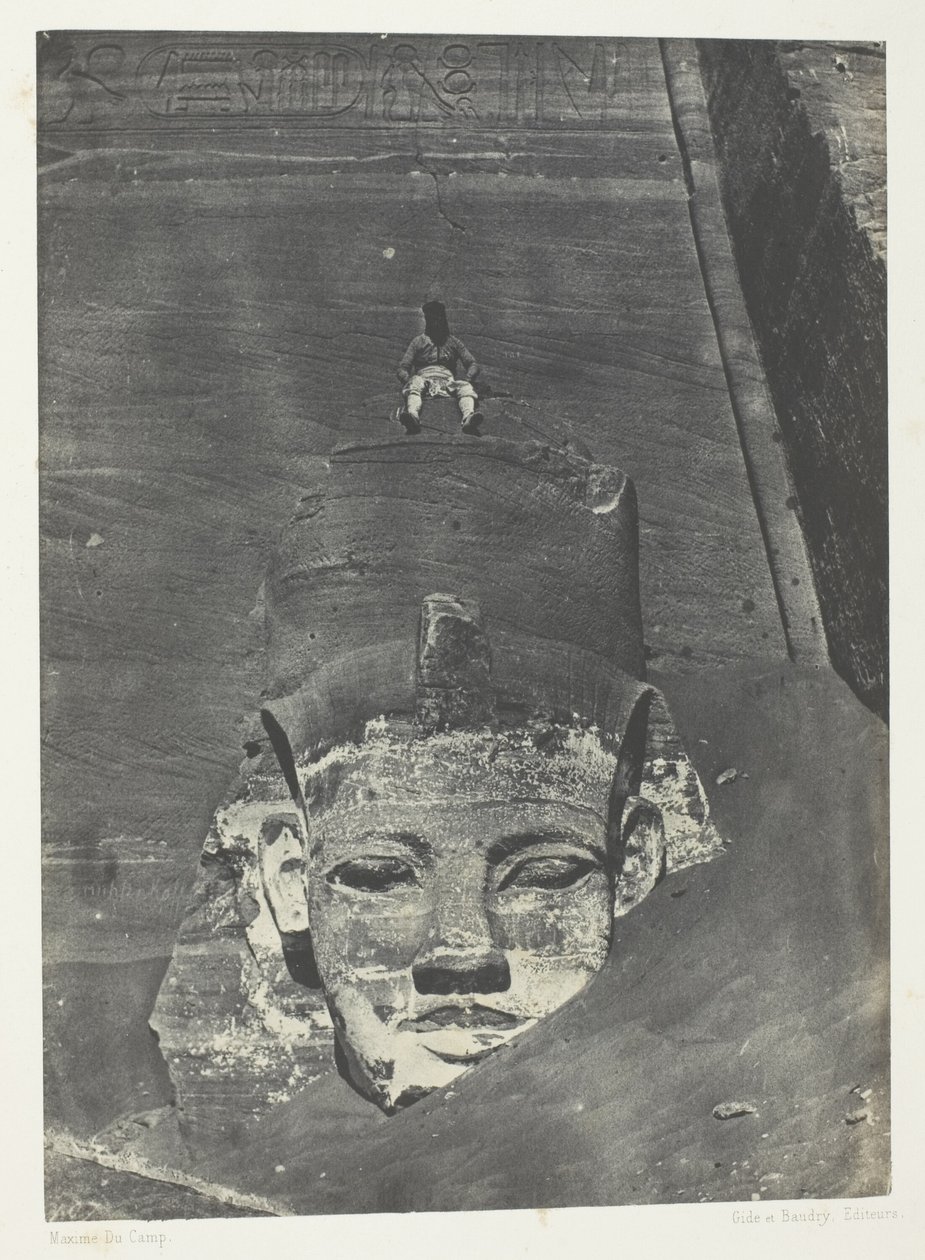Ibsamboul, Colosse Occidental Du Spéos De Phrè; Nubië, plaat 107 uit het album "Egypte, Nubie, Palestina et Syrie" (1852) door Maxime Du Camp