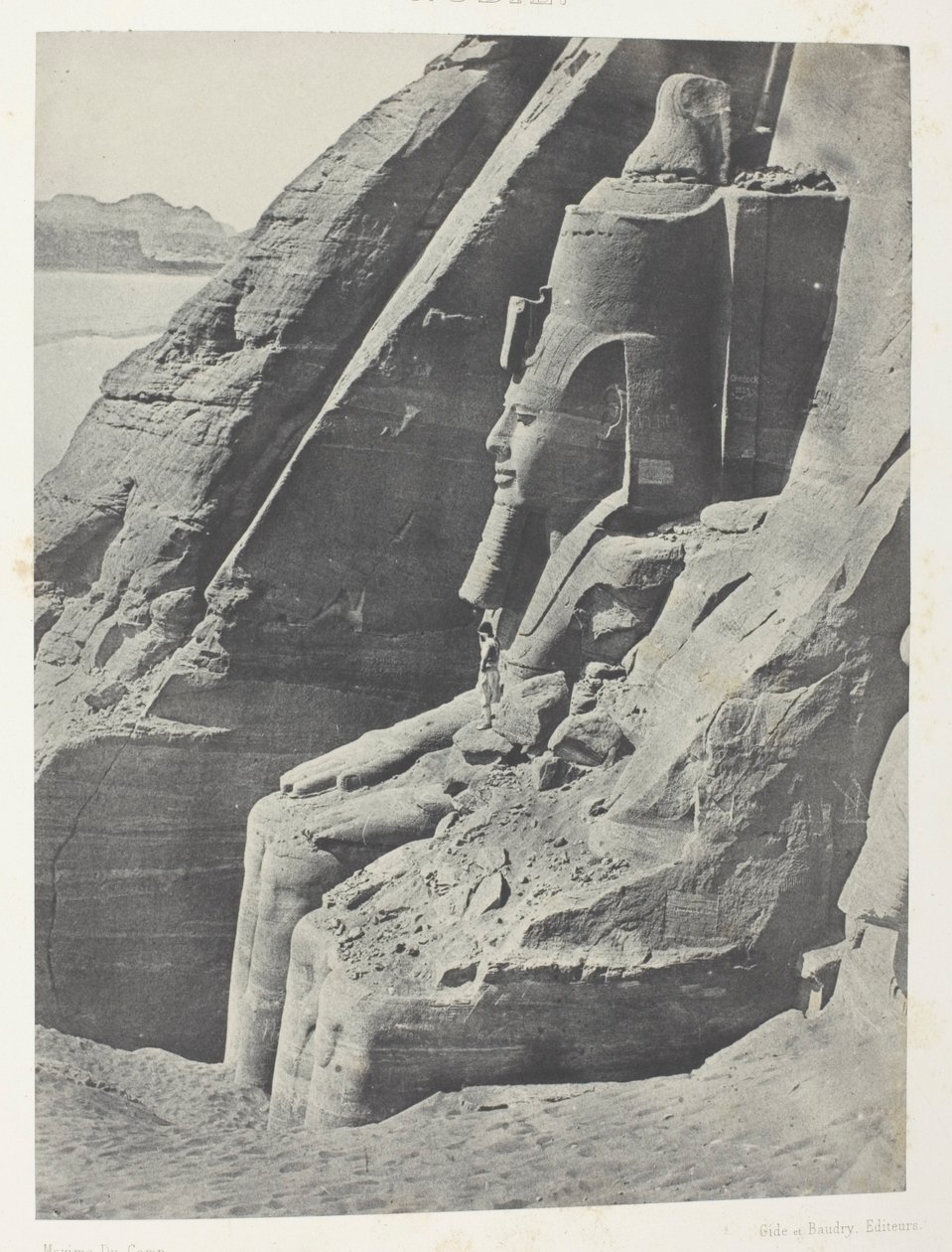 Ibsamboul, Colosse Oriental Du Spéos De Phrè, Vu De Profil; Nubie, plaat 104 uit het album "Egypte, Nubie, Palestina et Syrie" (1852) door Maxime Du Camp
