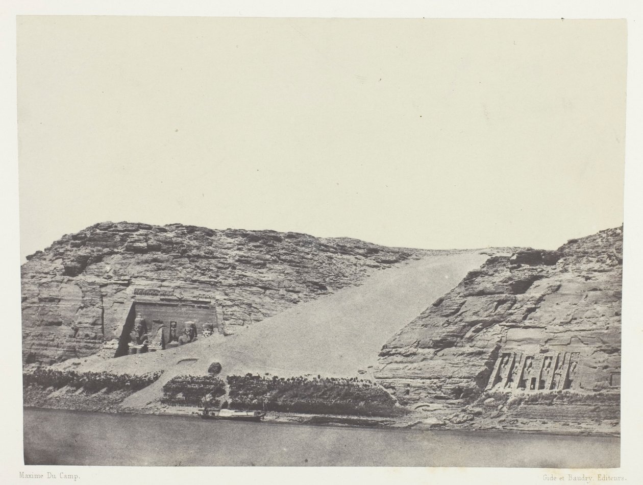 Ibsamboul, Les Deux Spéos; Nubie, plaat 101 uit het album "Egypte, Nubie, Palestina et Syrie" (1852) door Maxime Du Camp
