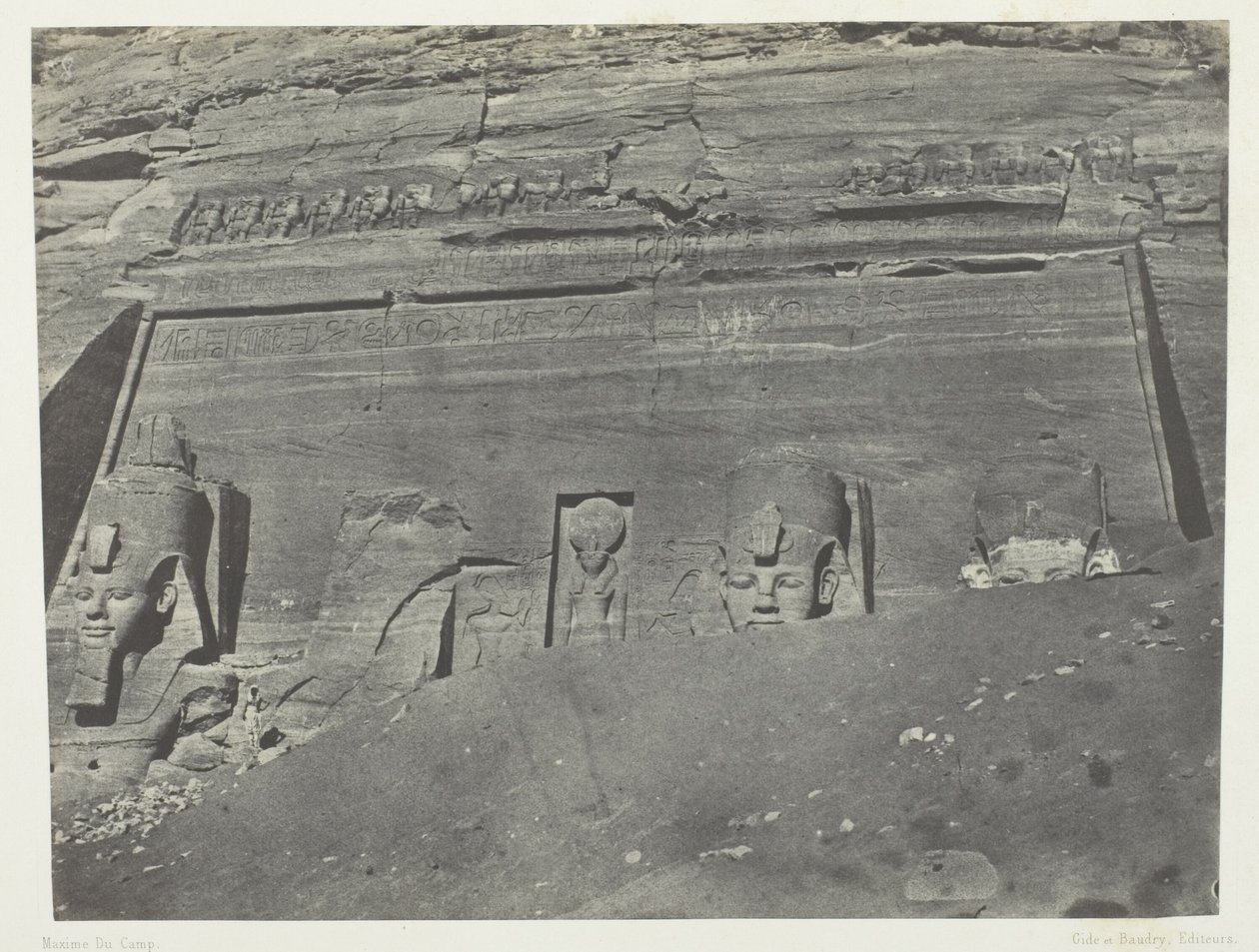Ibsamboul, Vue Générale Du Grand Spéos De Phrè; Nubie, plaat 102 uit het album "Egypte, Nubie, Palestine et Syrie" (1852) door Maxime Du Camp