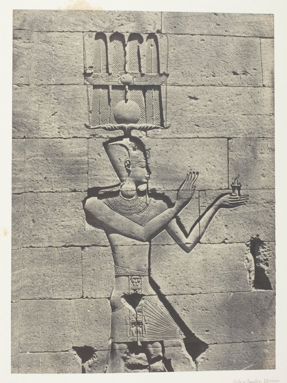 Kalabscheh, Sculptures De La Façade Postérieure Du Temple; Nubie, plaat 91 uit het album "Egypte, Nubie, Palestine et Syrie" (1852) door Maxime Du Camp