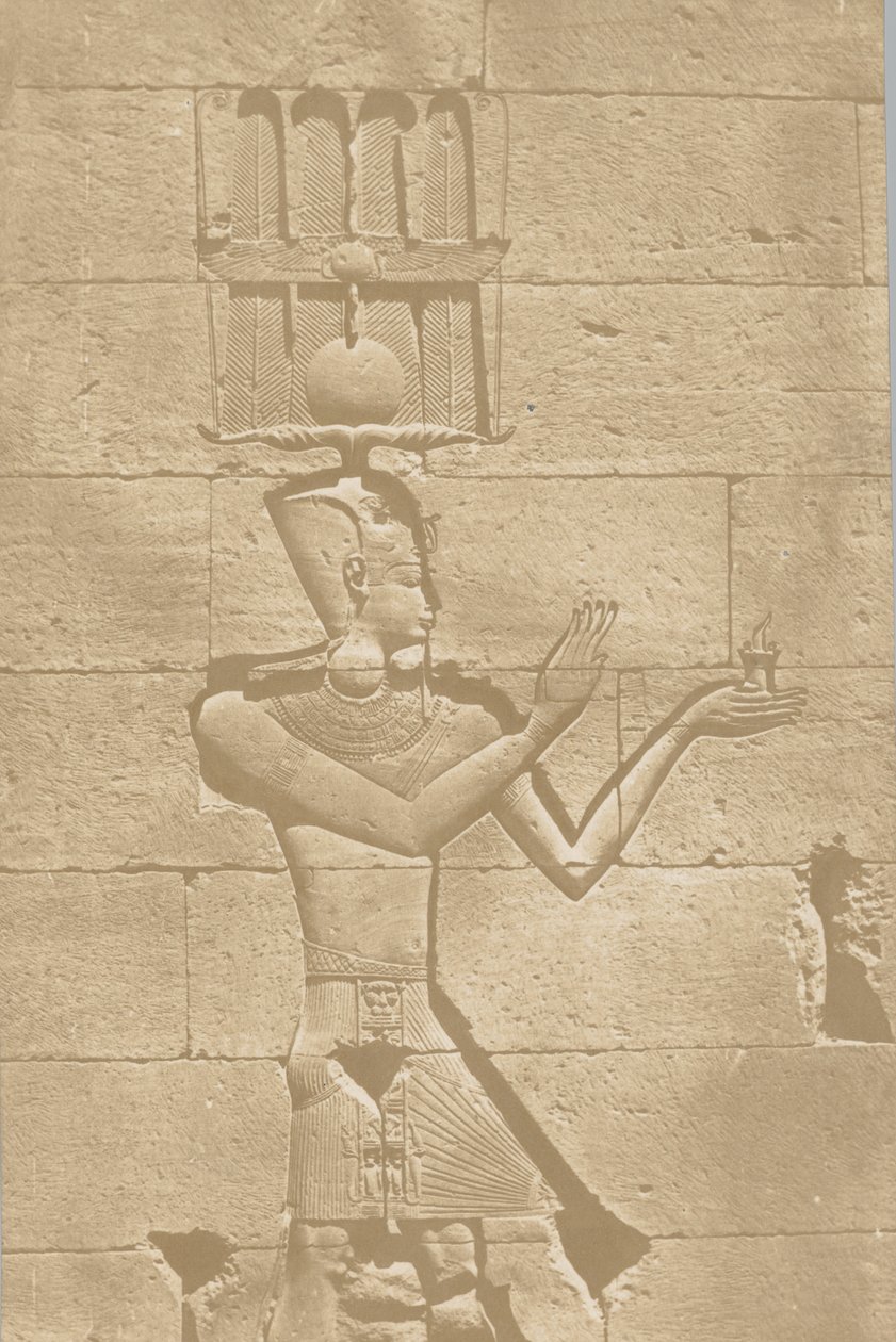 Kalabscheh, sculptuur van de achtergevel van de tempel, 1849-51 door Maxime Du Camp