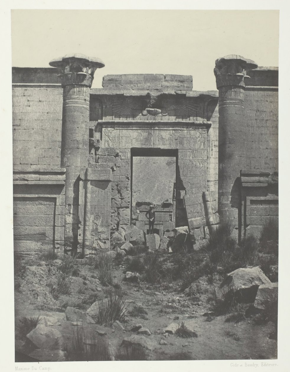Médinet-Habou, Propylées du Thoutmoseum, Thebe, 1849-51, gedrukt 1852 door Maxime Du Camp