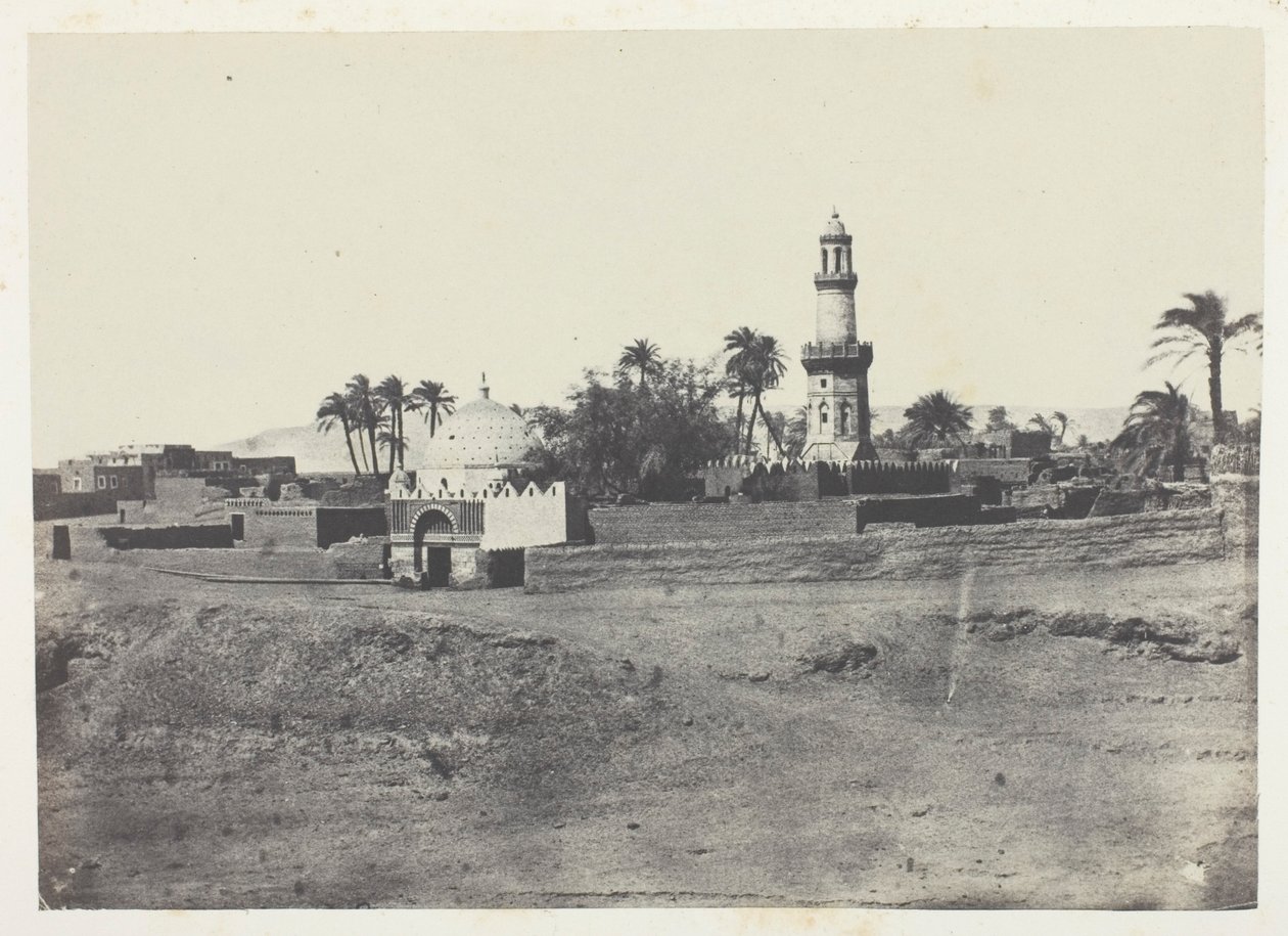 Moskee van El-Arif en Graf van Murad-Bey, Opper-Egypte, plaat 13 uit het album "Egypte, Nubie, Palestina et Syrie" (1852) door Maxime Du Camp