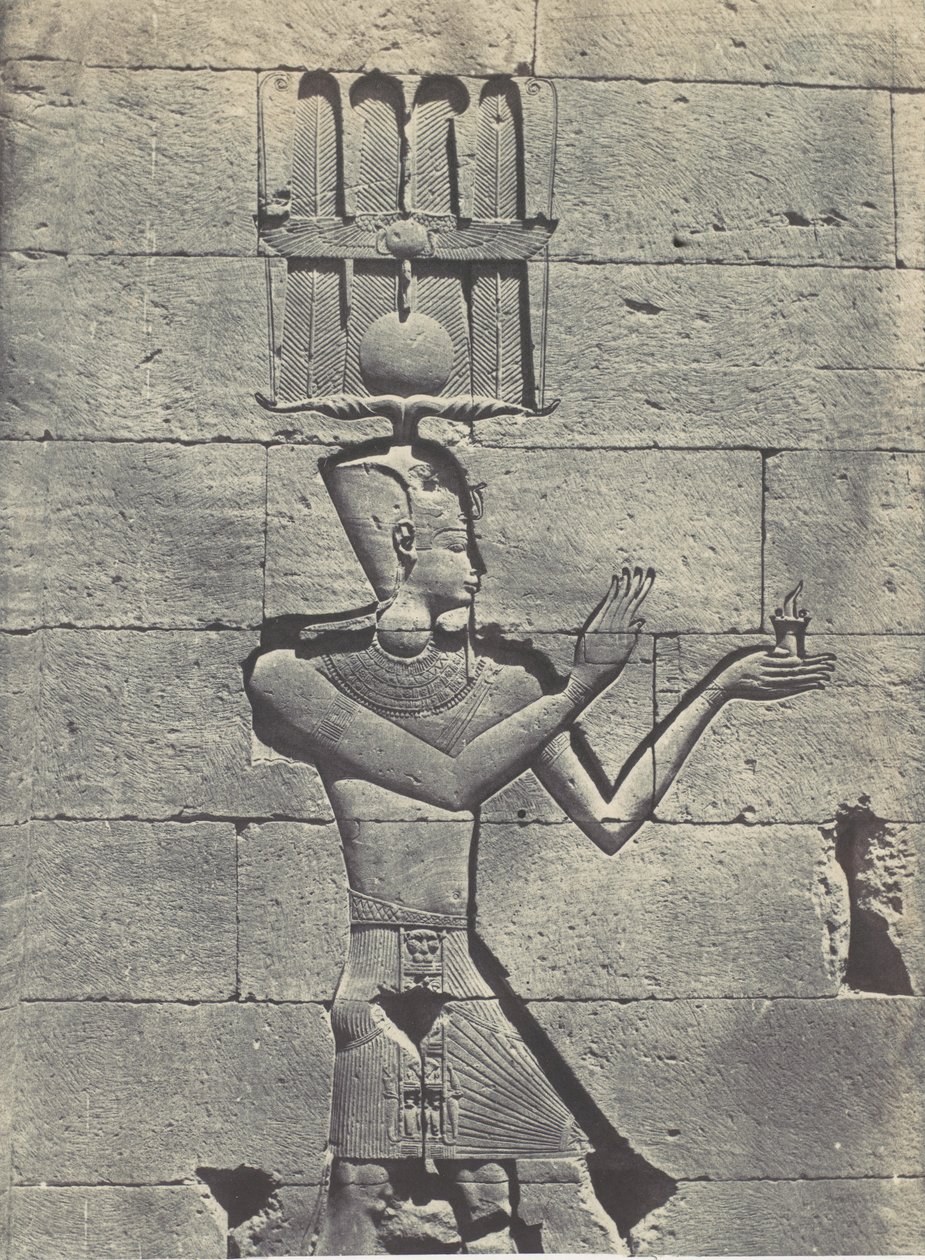Nubië. Kalabscheh. Sculpturen van de Achtergevel van de Tempel, 1850 door Maxime Du Camp