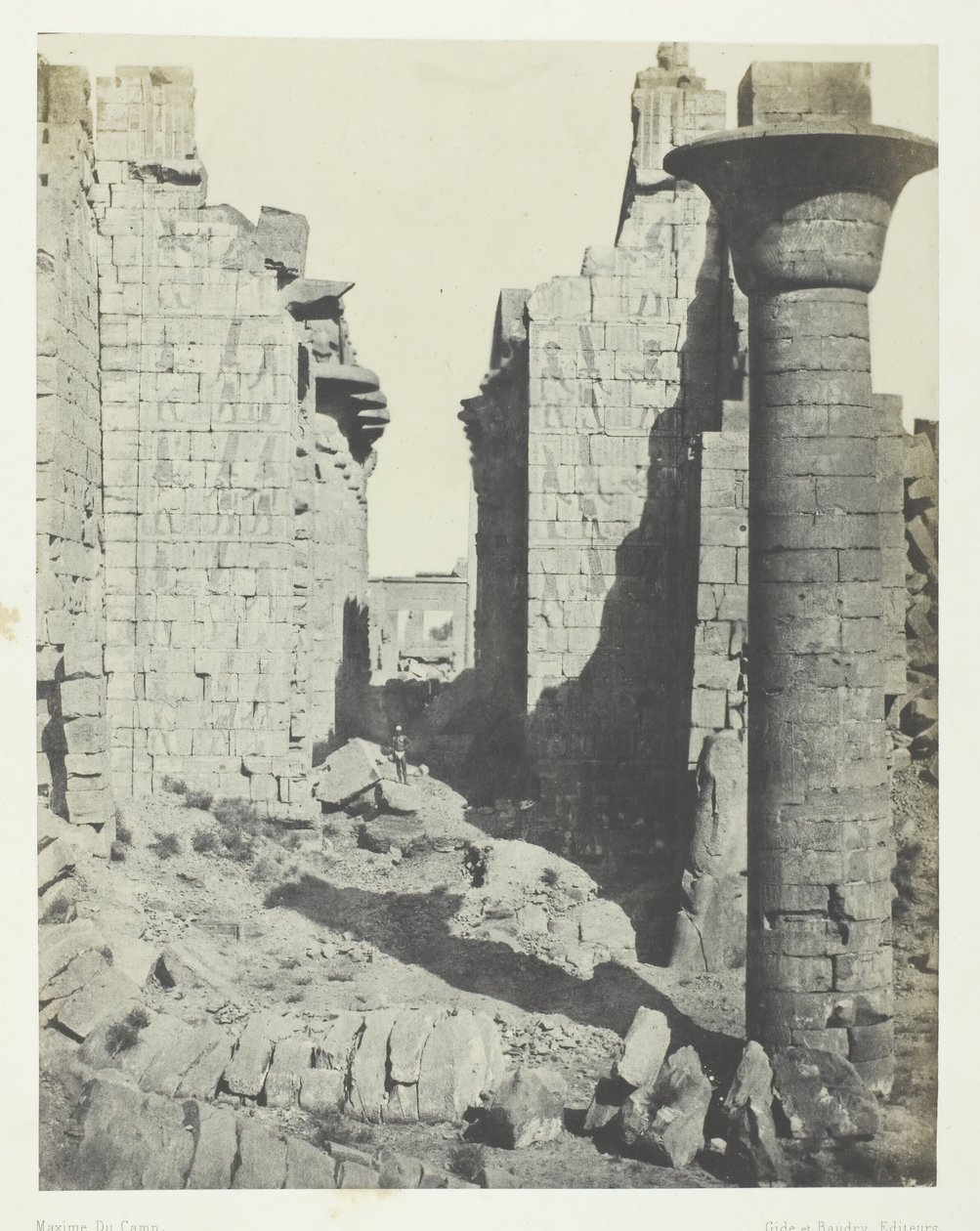 Paleis van Karnak, Hof van de Bubastieten en Hoofdingang van de Hypostyle Zaal, Thebe, 1849-51 door Maxime Du Camp