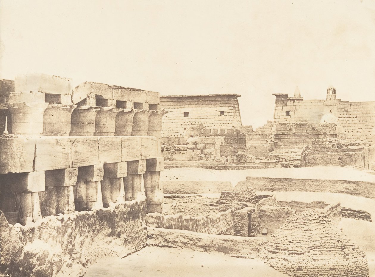 Paleis en dorp van Luxor, gezien vanuit het zuiden, Thebe, 1849-50 door Maxime Du Camp