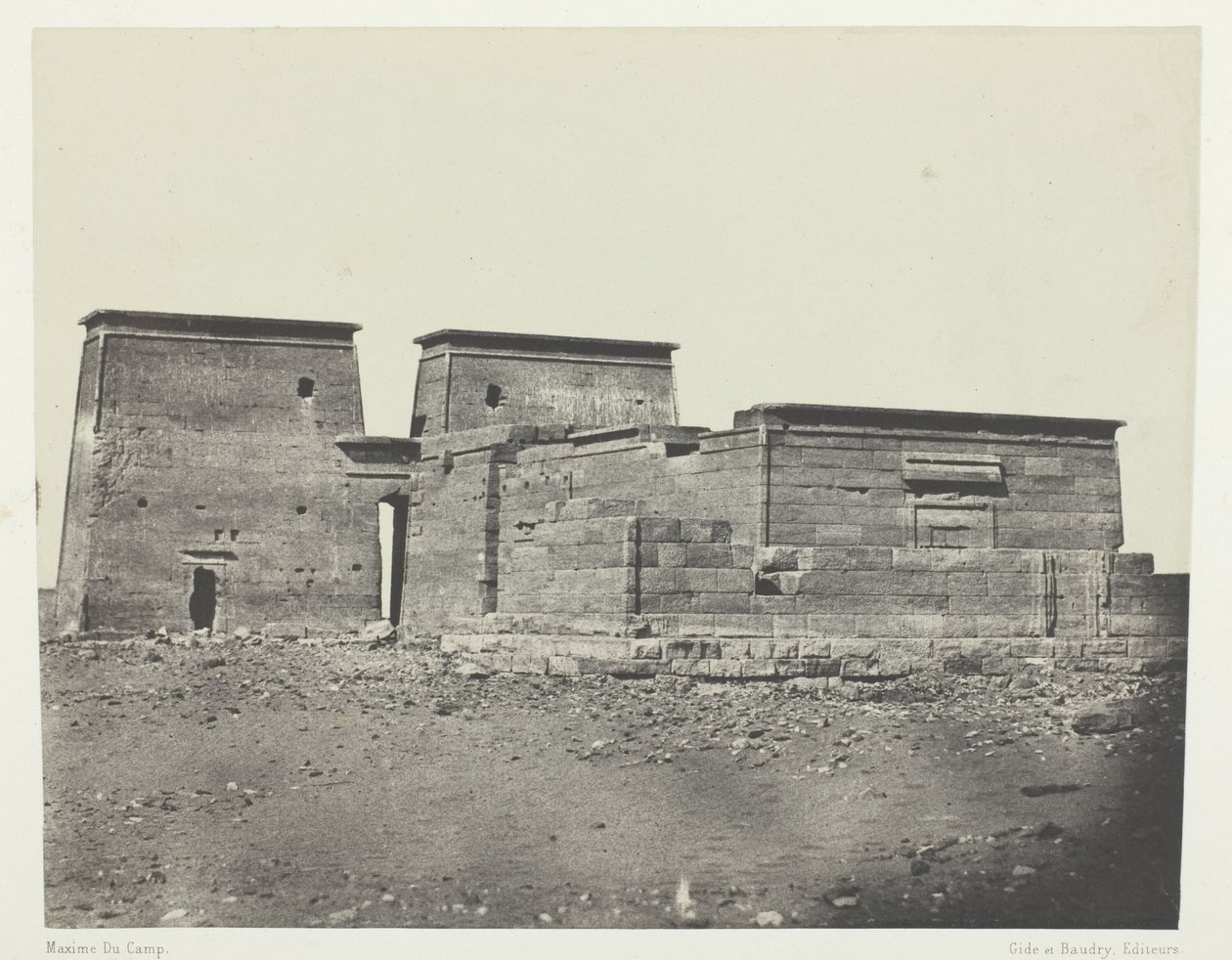 Tempel De Dakkeh (Ancient Pselcis); Nubië, plaat 94 uit het album "Egypte, Nubie, Palestina et Syrie" (1852) door Maxime Du Camp