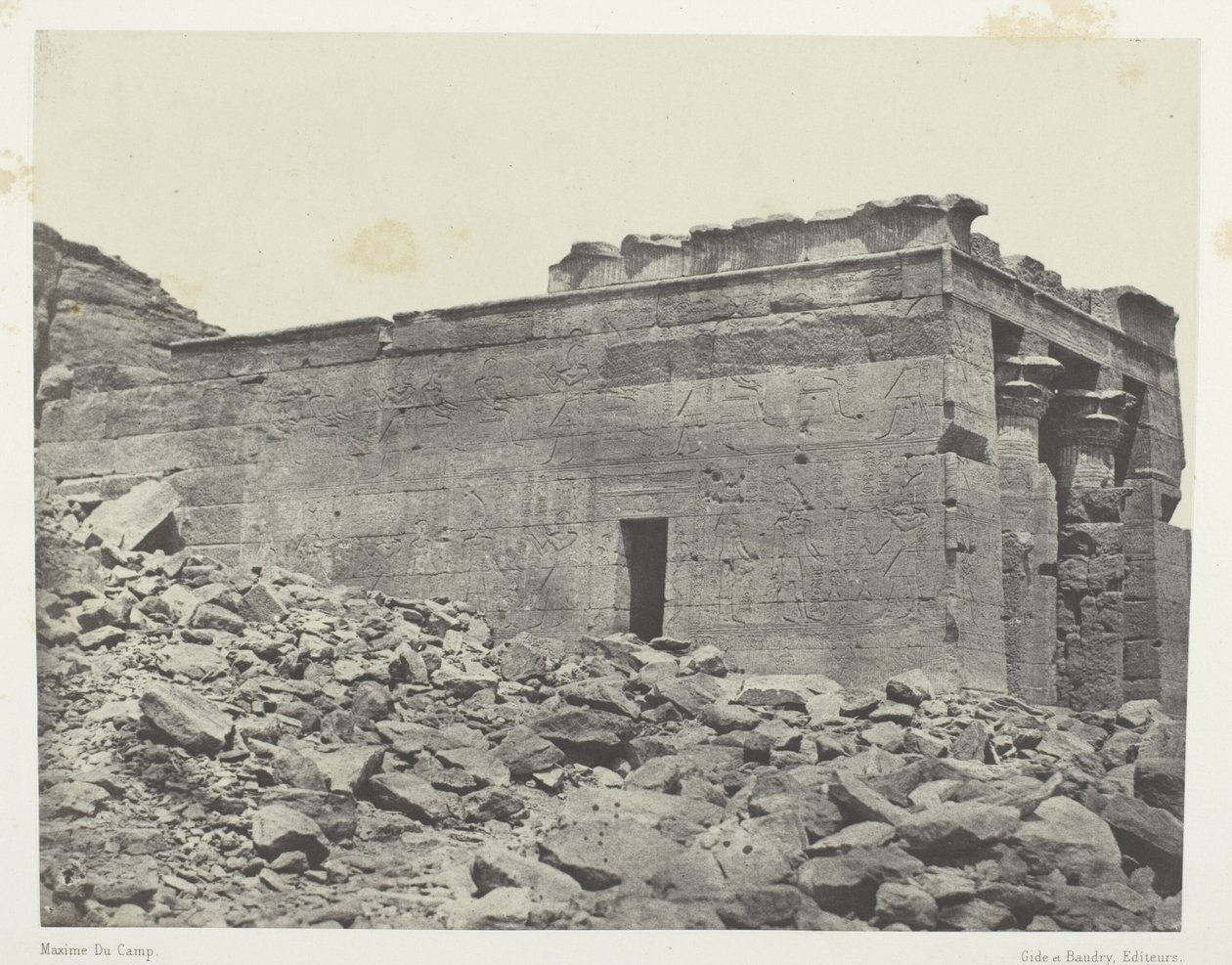 Temple De Dandour (Ancienne Tantour), Dédié à La Triade Osiris-Isis-Horus; Nubie, plaat 93 uit het album "Egypte, Nubie, Palestina et Syrie" (1852) door Maxime Du Camp