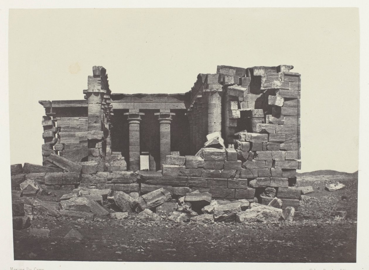 Tempel De Maharakkah (Hièra Sycaminos Des Grecs); Nubië, plaat 96 uit het album "Egypte, Nubie, Palestina et Syrie" (1852) door Maxime Du Camp