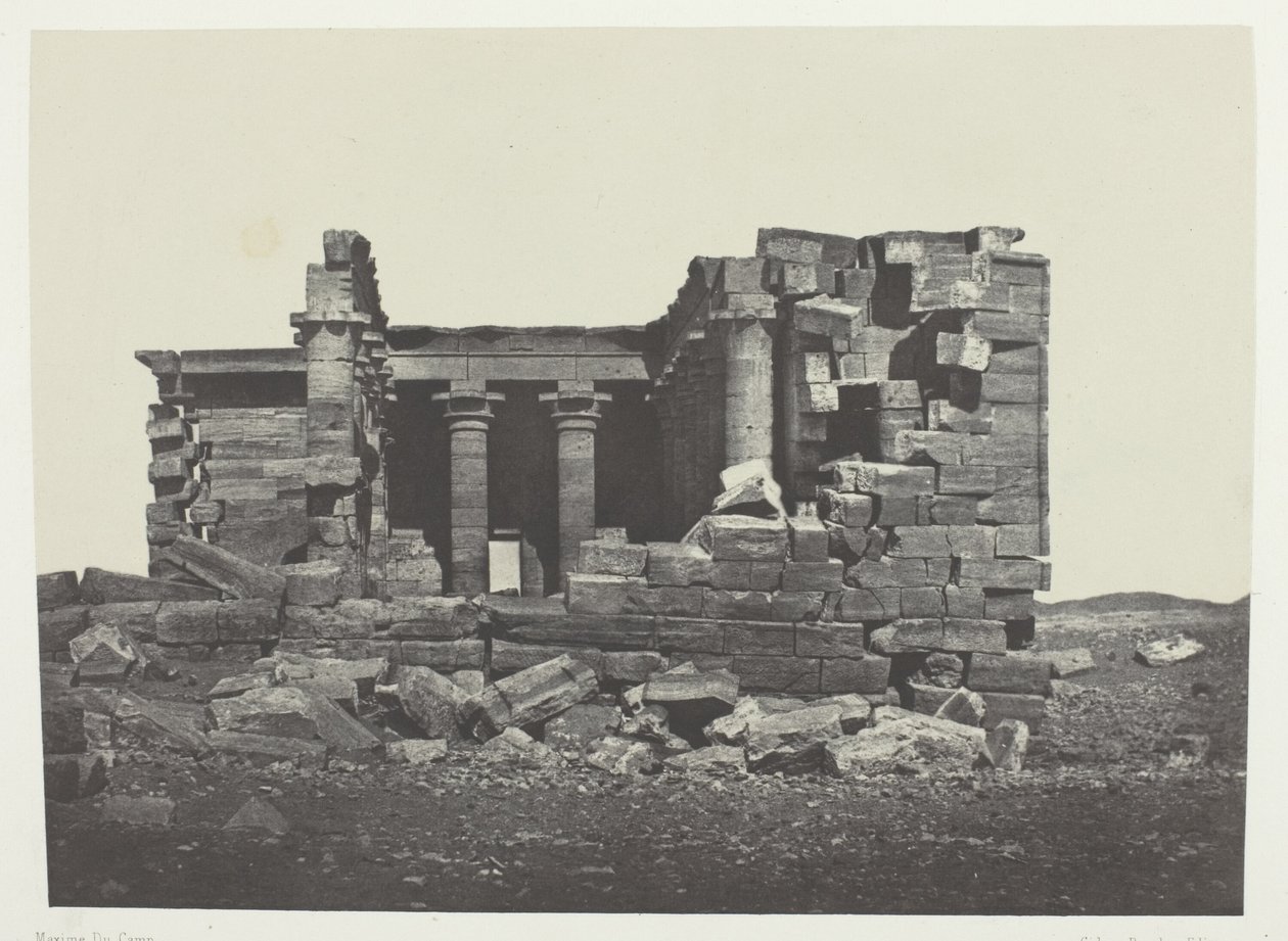 Tempel De Maharakkah (Hièra Sycaminos Des Grecs); Nubië, plaat 96 uit het album "Egypte, Nubie, Palestina et Syrie" (1852) door Maxime Du Camp