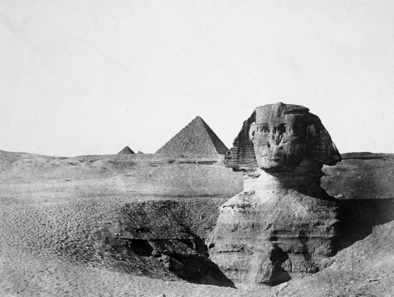 De Grote Sfinx en de piramides van Gizeh, Egypte, 1852 door Maxime Du Camp