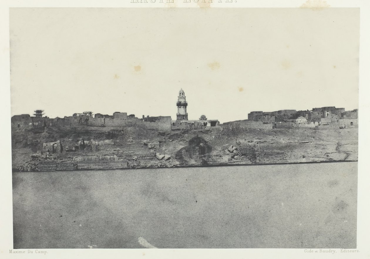 Algemeen uitzicht op Esneh, Opper-Egypte, 1849-1851, gedrukt 1852 door Maxime Du Camp