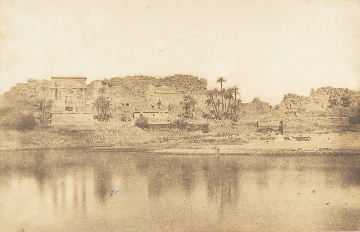 Algemeen uitzicht op het eiland Philae, genomen vanuit het oosten, 1849-50 door Maxime Du Camp