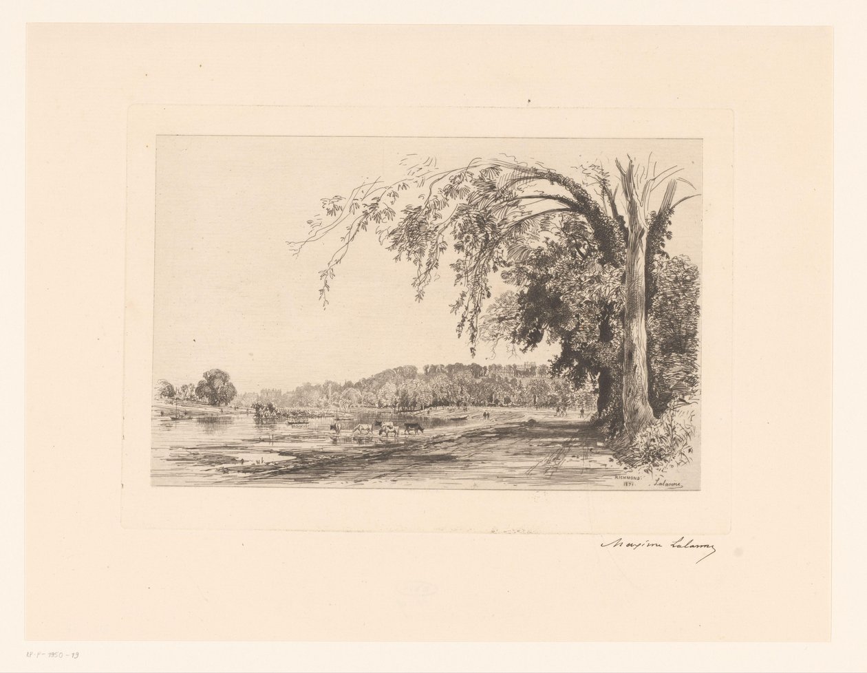 Gezicht op Richmond door Maxime François Antoine Lalanne (signed by artist)