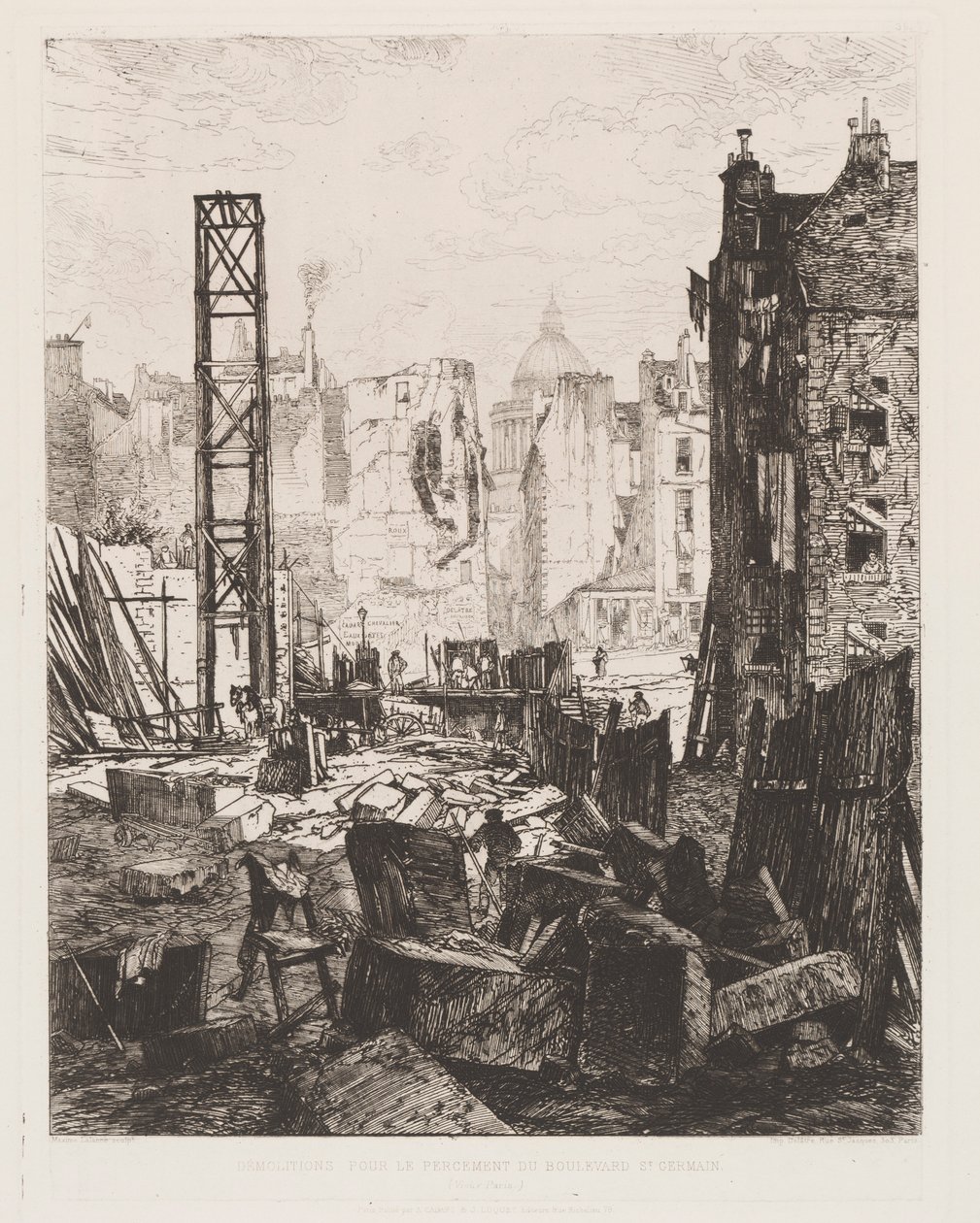 Sloop voor de Opening van Boulevard St. Germain, 1862 door Maxime Lalanne