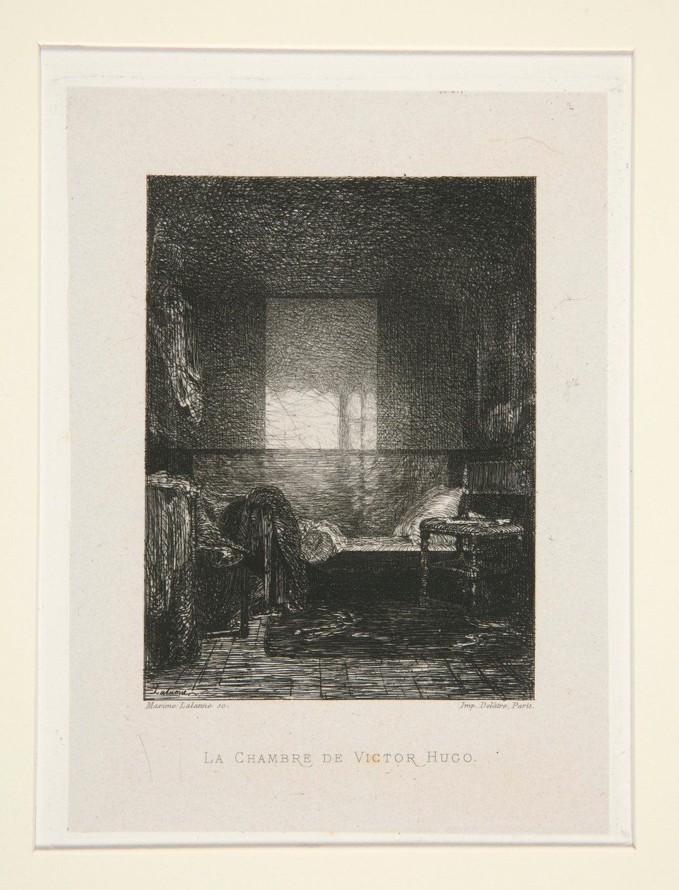 De Slaapkamer van Victor Hugo, pl. 11 uit de suite Chez Victor Hugo door Maxime Lalanne