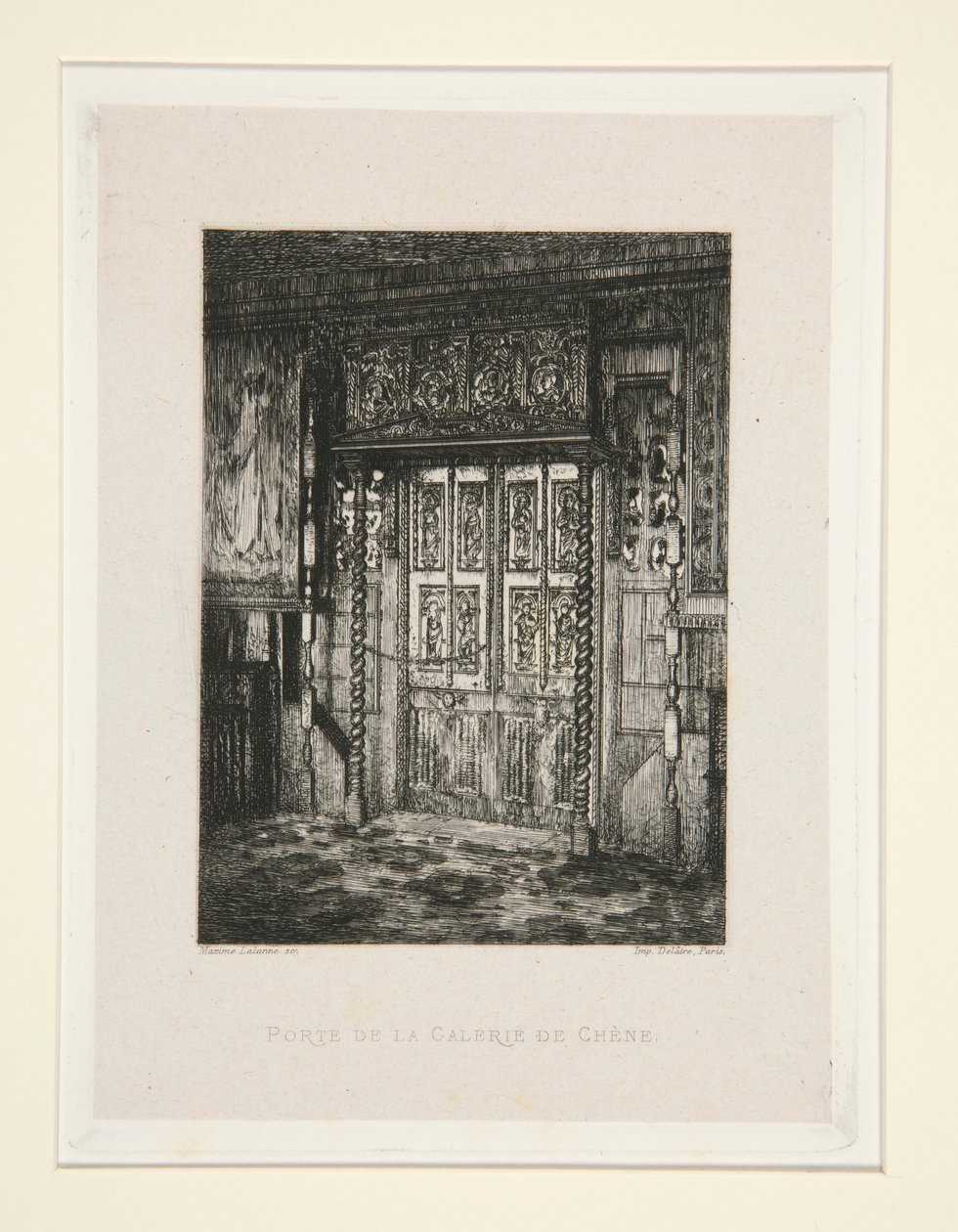 Porte de la galerie de chêne (Deur van de Eikengalerij), pl. 8 uit de suite Chez Victor Hugo (Victor Hugo) door Maxime Lalanne