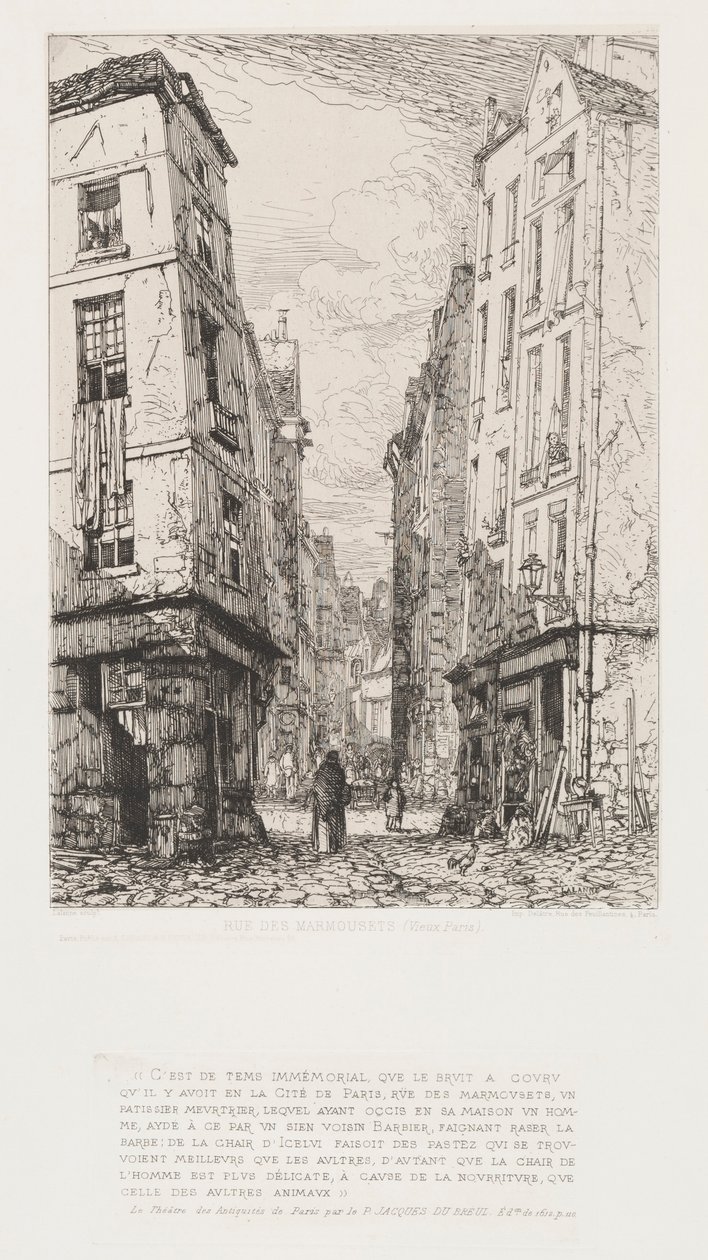 Rue des Marmousets Oud Parijs, 1862 door Maxime Lalanne