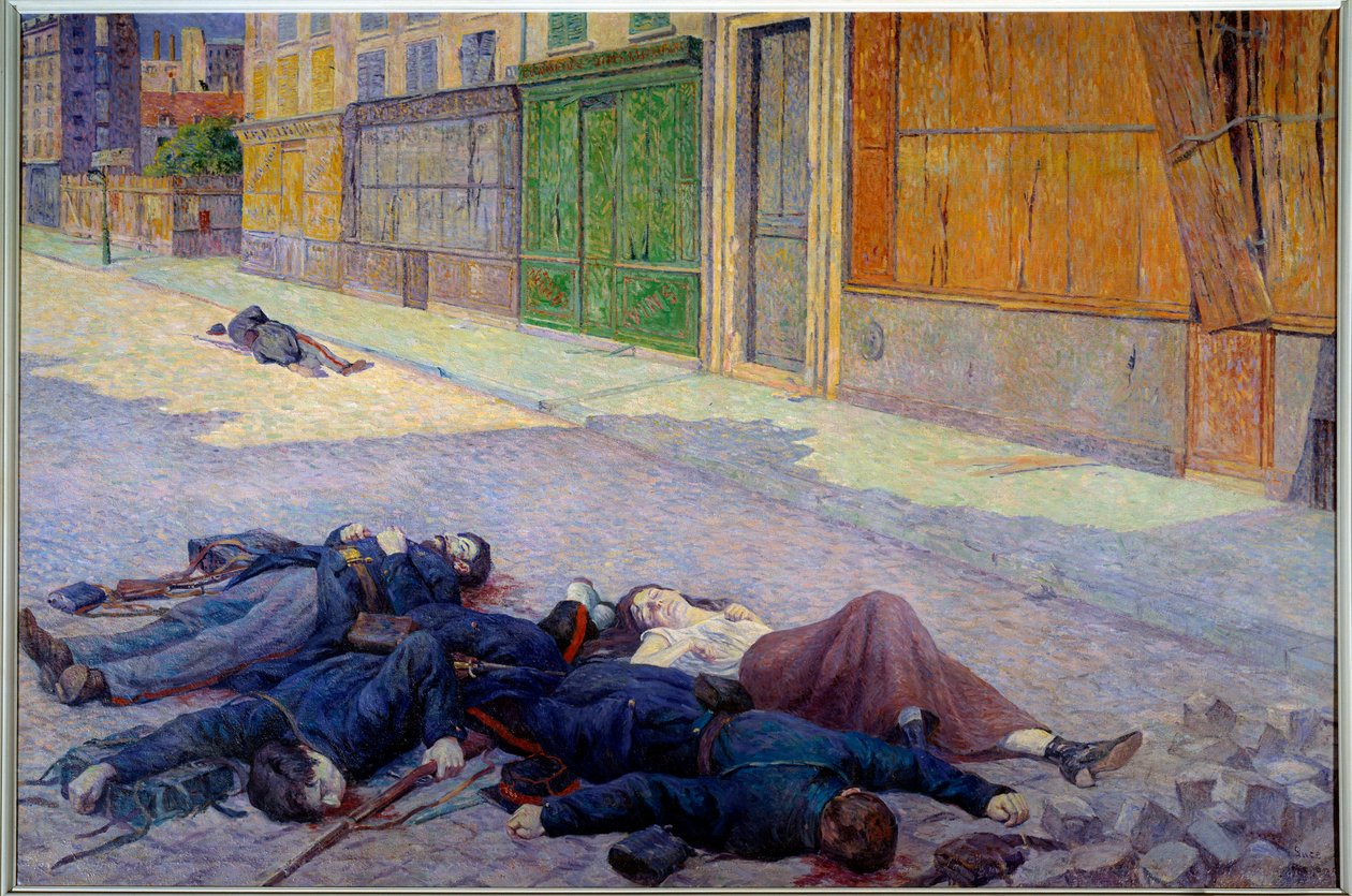 Een straat in Parijs in mei 1871 of de Commune door Maximilien Luce